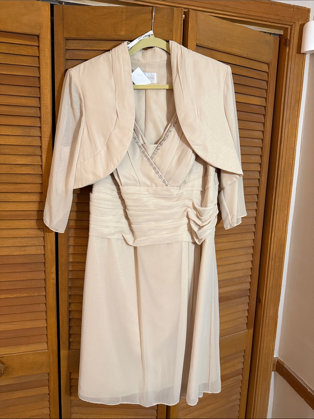 David's Bridal Light Champagne Dress with Matching Jacket